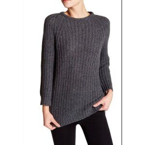 Alice + Olivia Gray Chunky Marled Drop Hem Sweater  Crew Neck Sweater- Size XS